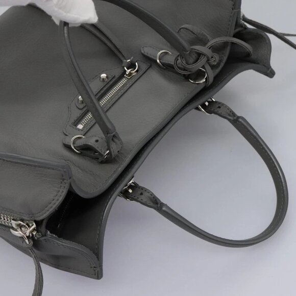 BALENCIAGA Paper Mini Hand Bag Leather Gray 370926 Auth PP323AM - Picture 7 of 16